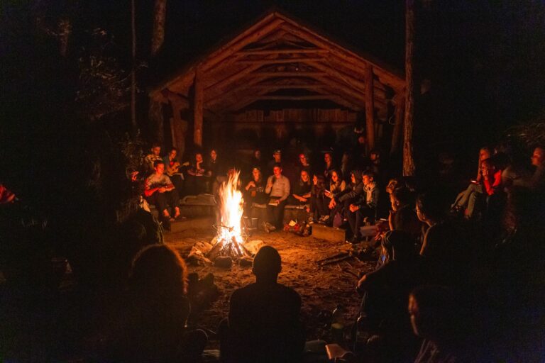 Campfire during summer astronomy camp
